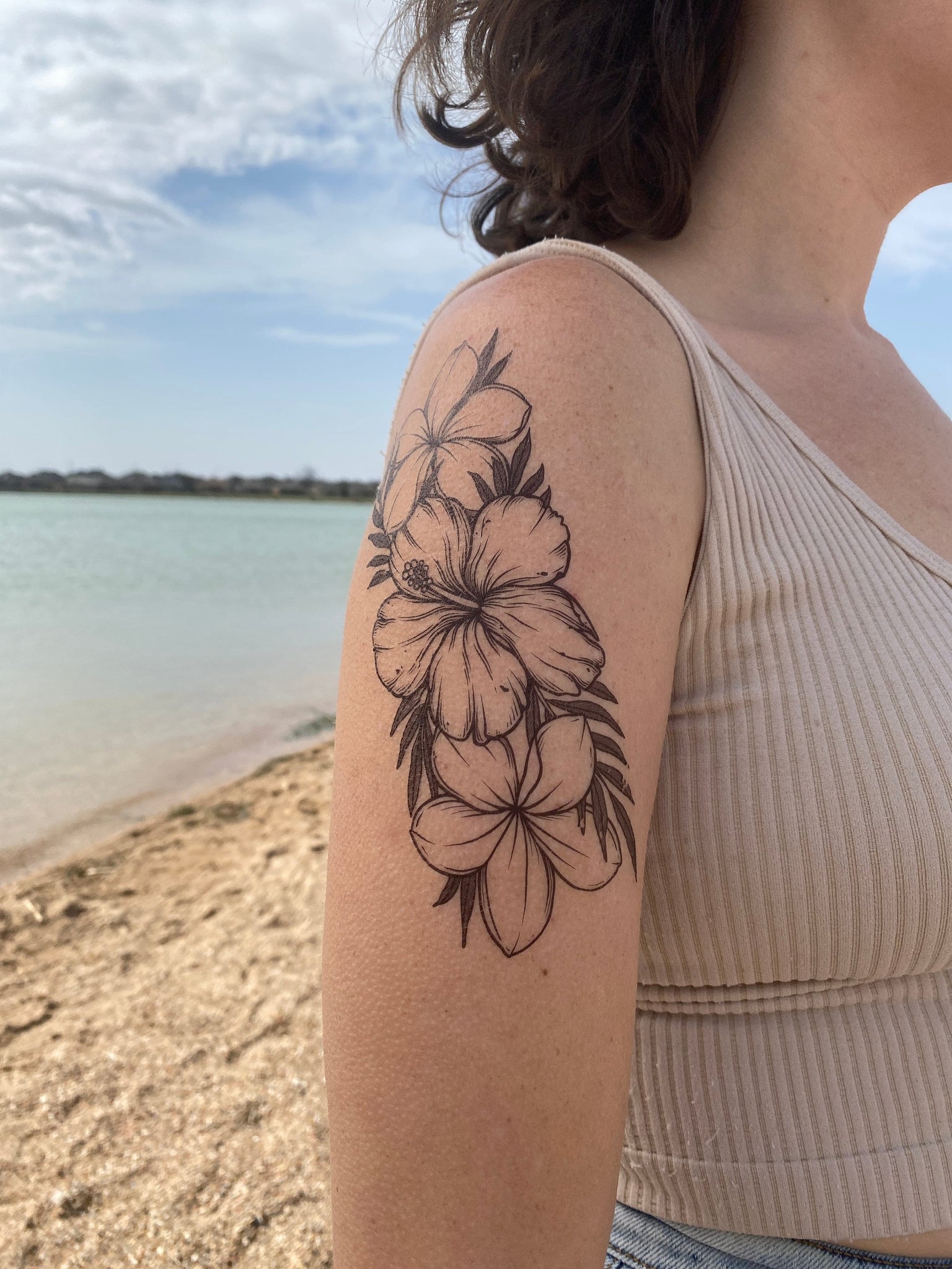Black and Grey Hibiscus and Plumeria floral tattoo by Camila – Maui Tattoo  Artist at Mid-Pacific Tattoo | Mid-Pacific Tattoo